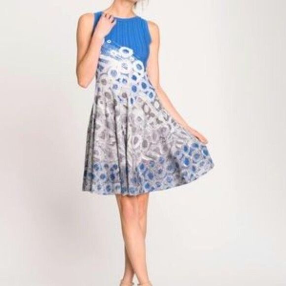 Nic+Zoe Blue Abstract Print Dress Size L - Picture 1 of 6